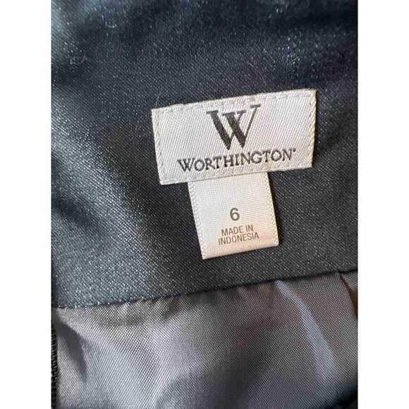 NWT VTG Worthington Womens Size 6 Charcoal Denim Pencil Skirt Side Belt Zippers - Picture 11 of 14